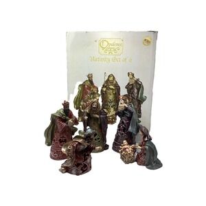 Cracker Barrel Ceramic Painted Christmas Nativity "Opulence" Collection Full Set